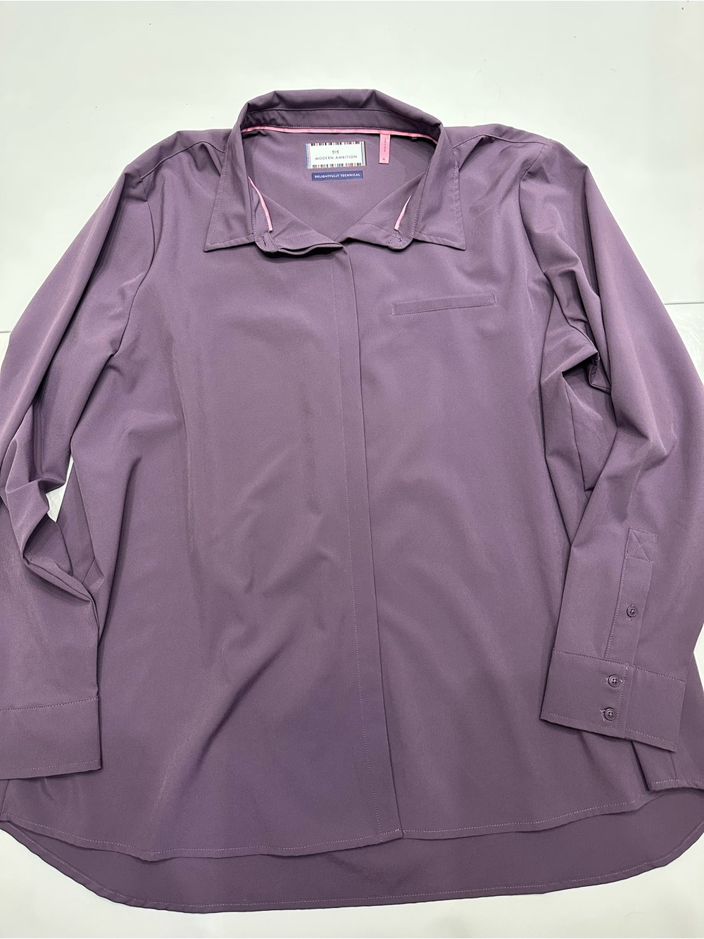 Modern Ambition Ladies Button-Down Tech Shirt - Purple/Mauve XL